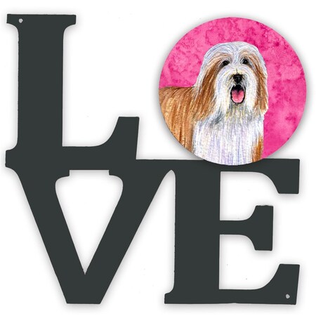 Carolines Treasures 11.5 x 11.75 in. Pink Bearded Collie Metal Artwork Love Wall Decor LH9375PKWALV